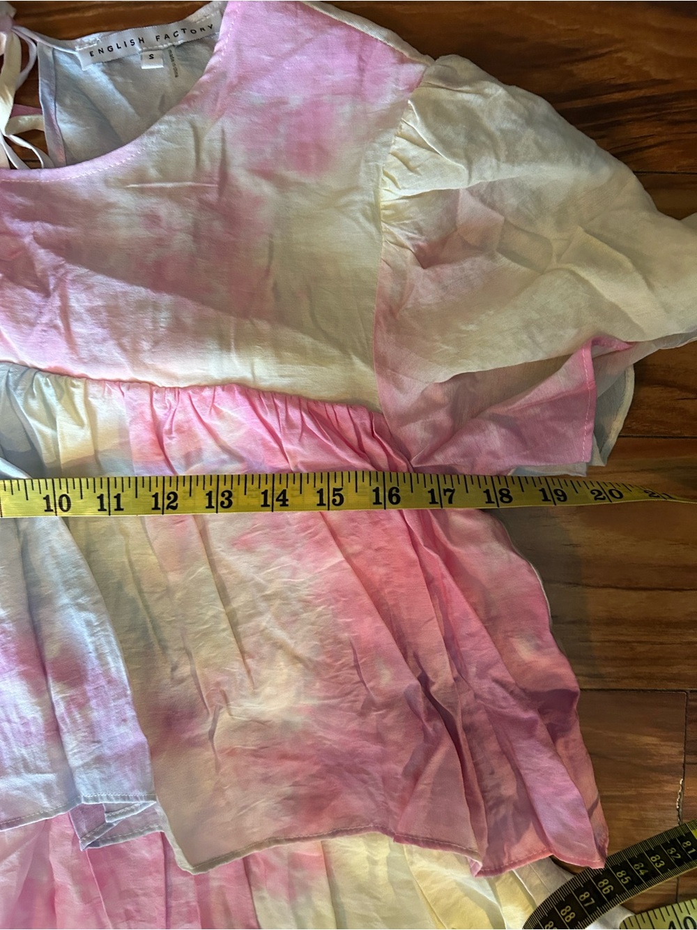 English Factory Pastel Tie-Dye Tiered Dress - Pink, Blue, Yellow. Small. - Picture 7 of 10
